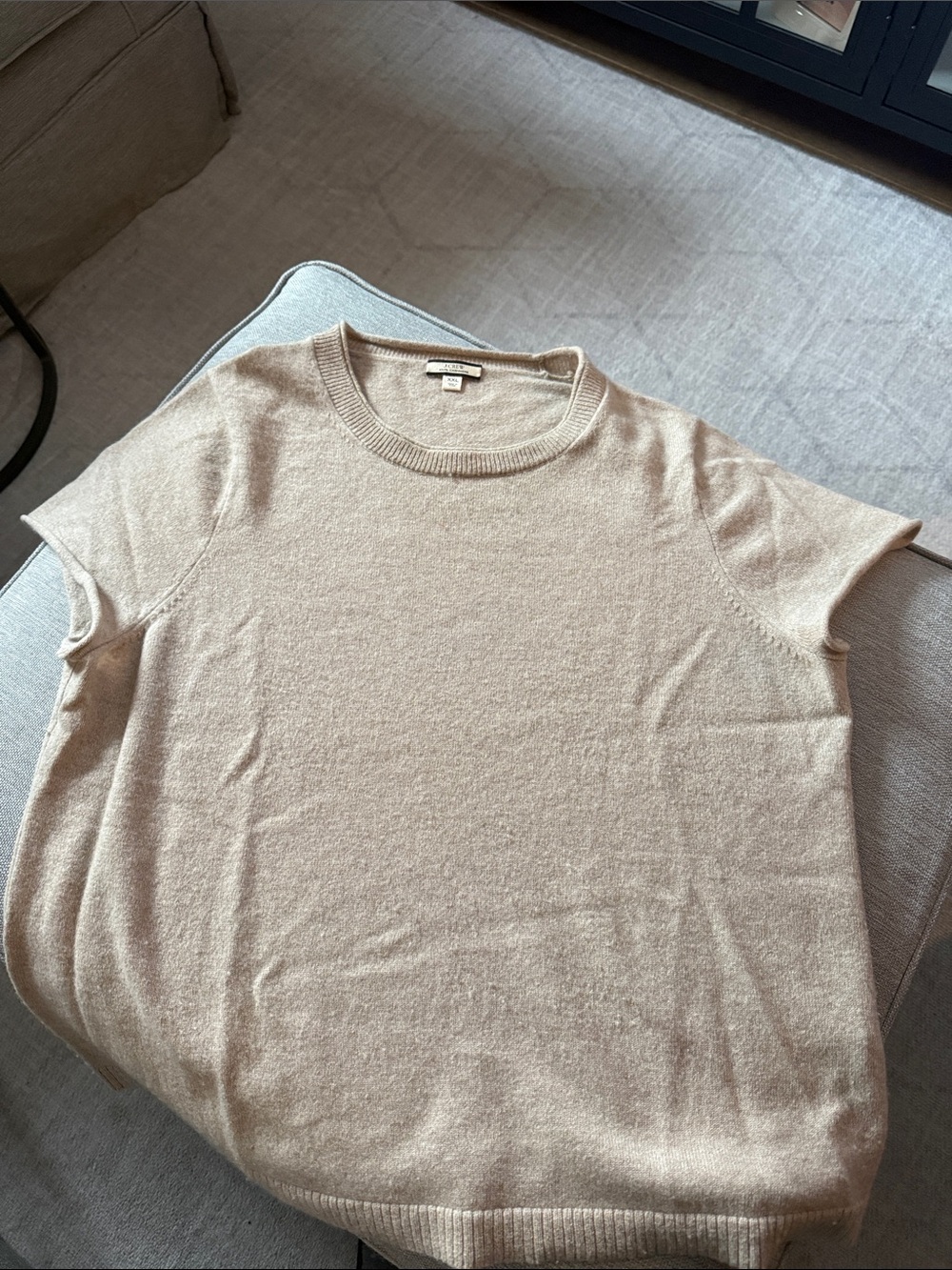 J. Crew Short Sleeve Crewneck Sweater in Light Beige